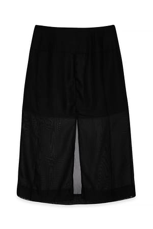 Black Falda midi transparente