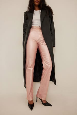 Light Pink Shiny Straight Denim