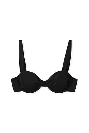 Jet Black Drapert og skinnende bikini-BH med brede stropper