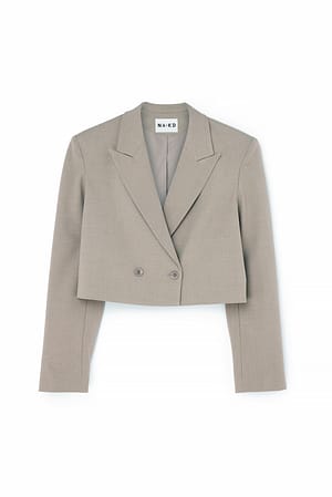 Taupe Kort oversized dobbeltspent blazer