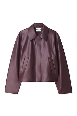 Burgundy Short Faux Leather Jacket