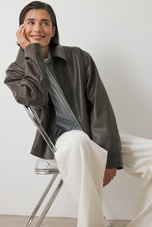 Brown Short Faux Leather Jacket