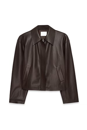 Brown Short Faux Leather Jacket