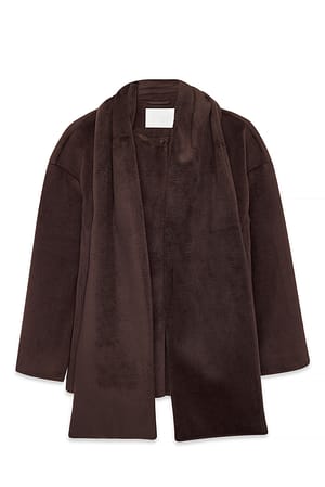Brown Short Scarf Detailed Coat