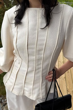 Cream Kortærmet bluse med paneler