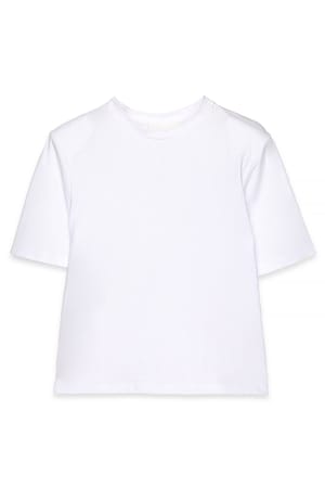 White T-Shirt mit Schulterpolstern