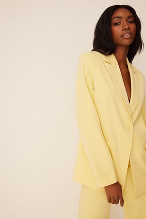 Yellow Single Buttoned Oversized Blazer