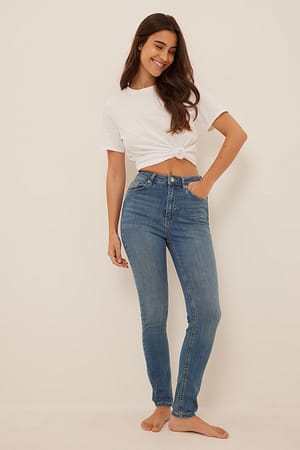 Mid Blue Skinny High Waist Jeans