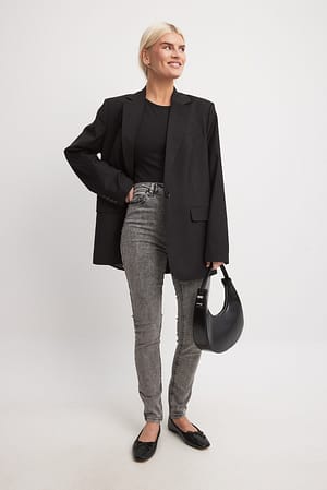 Grey Skinny jeans med stretch og høj talje