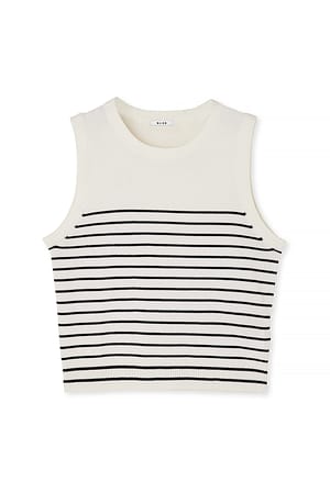 White/Black stripe Strikket ermeløs topp med striper