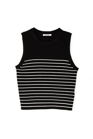 Black/White Stripe Strikket ærmeløs top med striber
