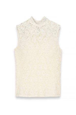 White Sleeveless Lace Top