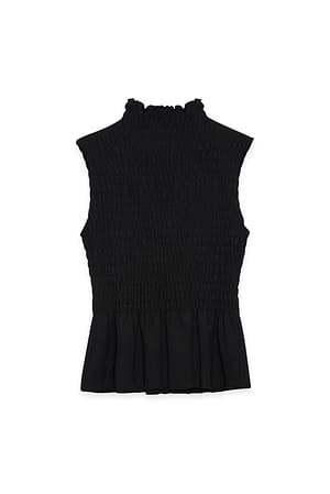 Black Sleeveless Smock Top