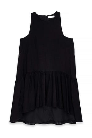 Black ärmelloses Minikleid mit Volumen