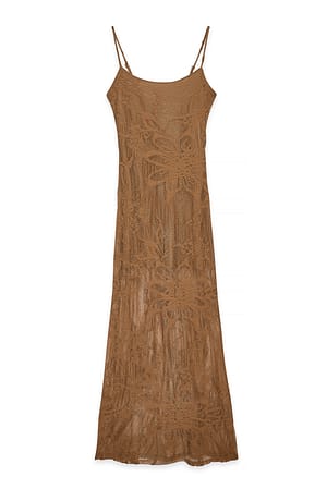Light Brown Maxikjole i blondenummer