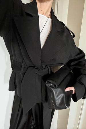 Black Soft Belted Trenchcoat