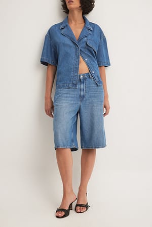 Mid Blue Soft Denim Shorts