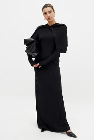 Black Maxivestido con cuello barco Soft Line