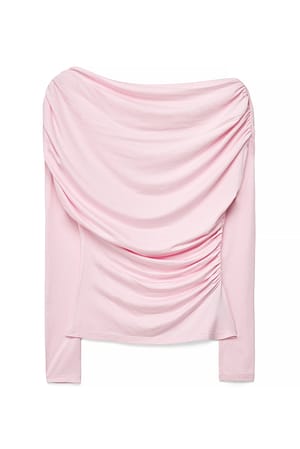 Light Pink Soft Line Long Sleeve Draped Top