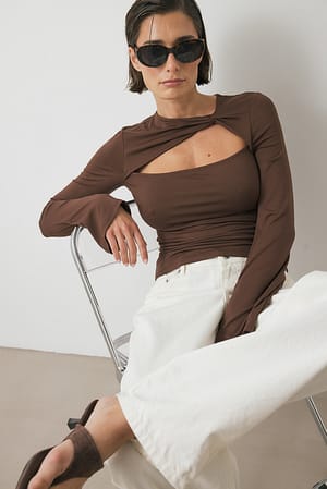 Brown Soft Line Twist Top