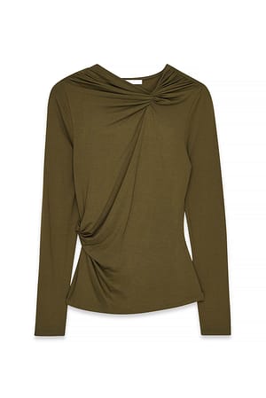 Green Soft Line Twisted Top