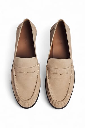 Beige Mocasines de ante suave