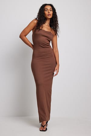 Brown Spaghetti Strap Maxi Dress