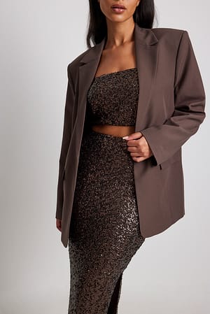Dark Brown Spaghetti Strap Sequin Singlet