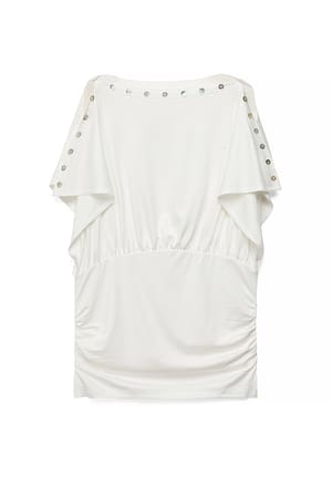 Offwhite Top met splitmouwen en knopen