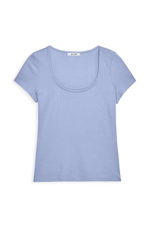 Blue Square Neck Top