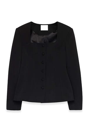 Black Blazer ajusté à encolure carrée