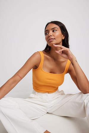 Orange Squared Neck Singlet