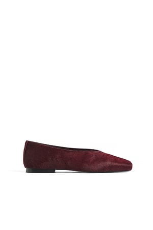 Burgundy Ballerina i læder med firkantet tå