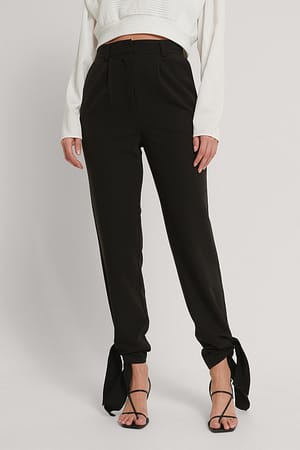 Black Tie Detail Suit Pants