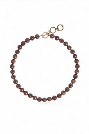 Brown Collar de perlas y piedra