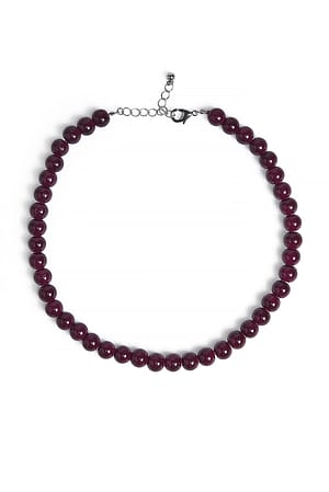 Burgundy Collar de perlas con piedra