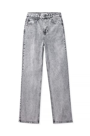 Grey Gerade geschnittene Jeans mit hoher Taille