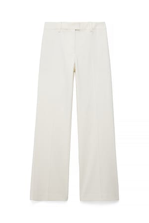 White gerade geschnittene Anzughose mit mittlerer Taille