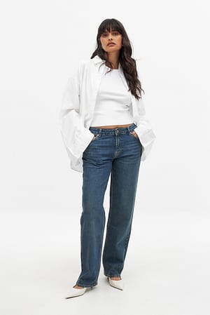 Mid Blue Lige jeans med lav talje