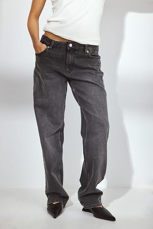 Dark Grey Lige jeans med lav talje