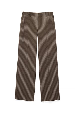 Brown Gestreifte Anzughose mit niedriger Taille