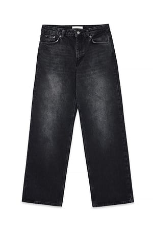 Dark Grey Rette jeans med middels høy midje