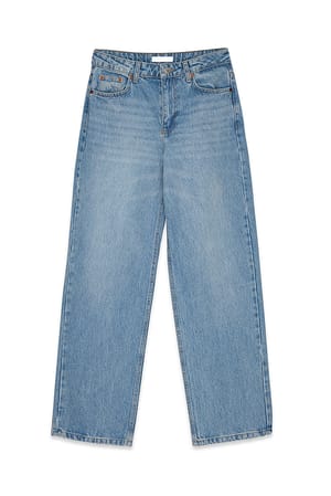 Blue/Light Blue Raka jeans med medelhög midja