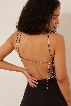 Leopard Print Strap Back Detail Singlet