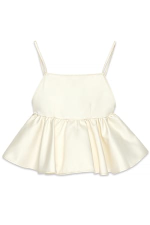 Cream Top peplum con espalda abierta y tirantes