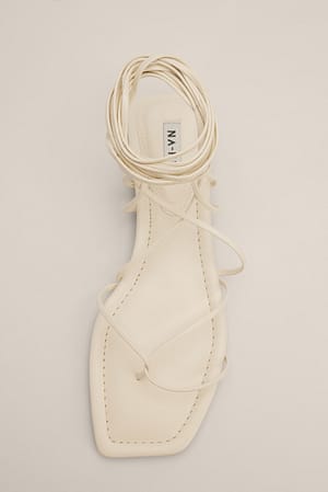 Cream Strappy Calf Flats