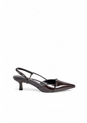 Brown Slingback-Pumps mit Riemen