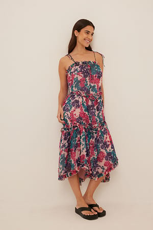 Multi Floral Print Midi-jurk
