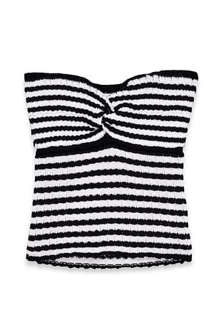Stripe Gestreepte tube top met gedraaide details