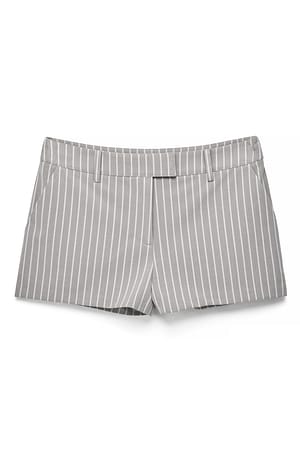 Grey Striped Striped Fitted Mini Shorts